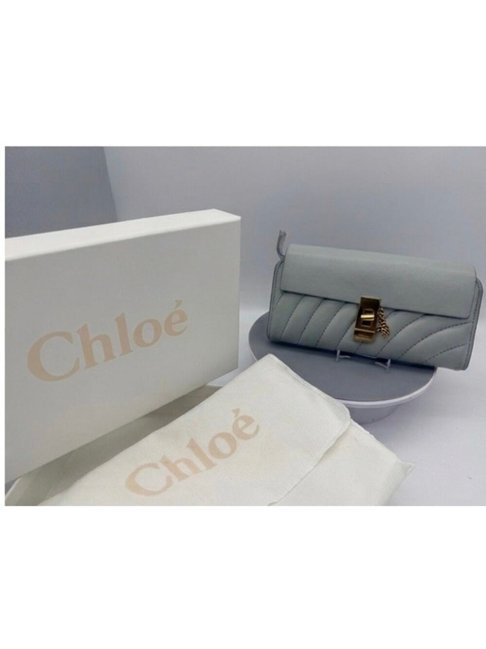 Chloé Drew Bijou Long Flap Wallet | Light Eucalyptus Green | GIFT READY!